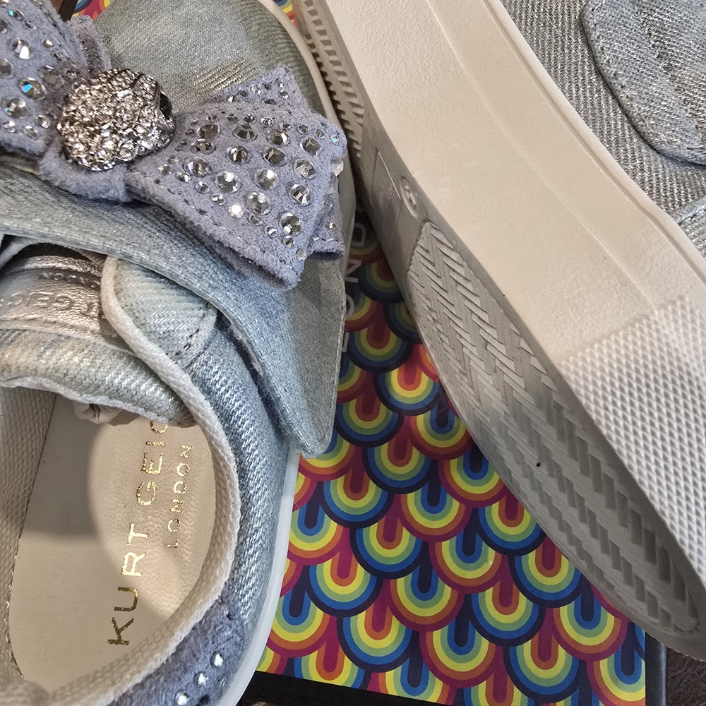 Kurt Geiger Kids' Glitter Bow Sneakers - Silver